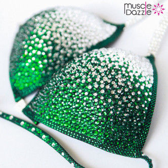 Dark Green Crystal Competition Bikini