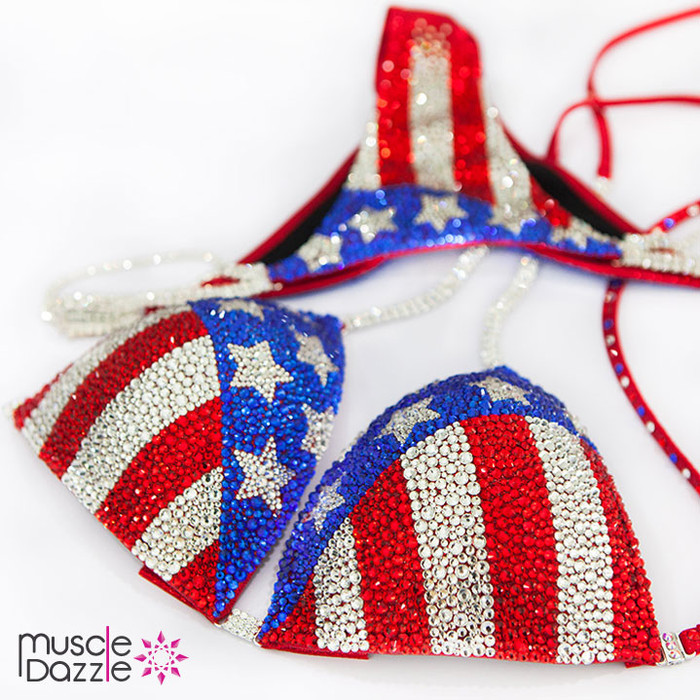 American Flag Competition Bikini | Amazing Crystal Design
