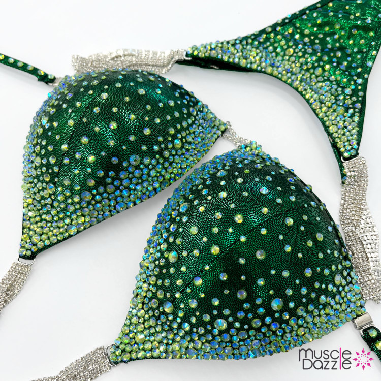 Dark Green Crystal Competition Bikini
