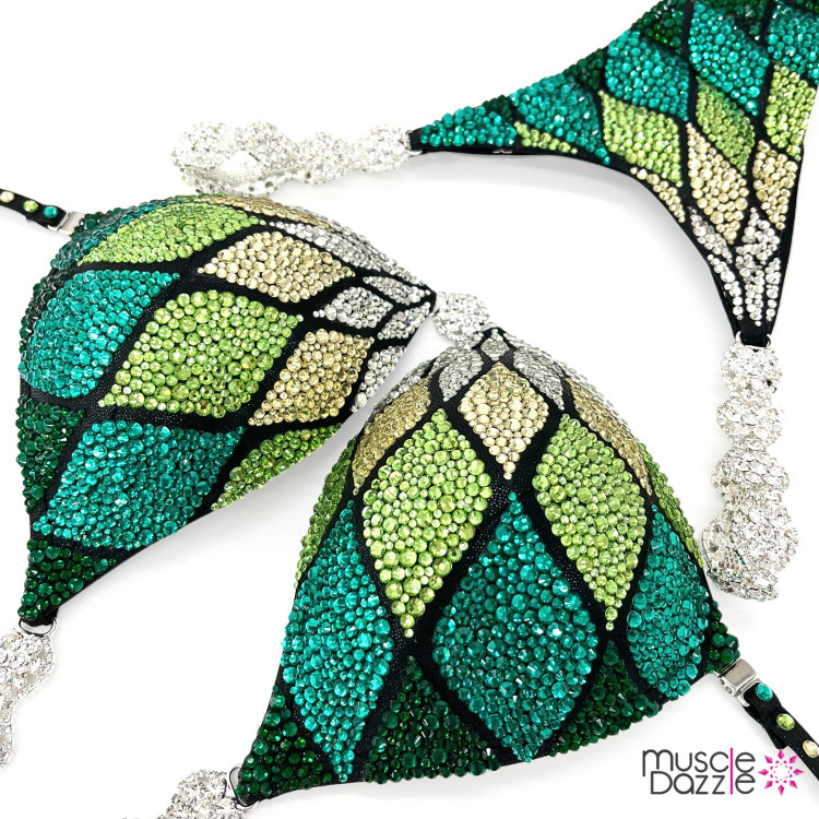 Green crystal competition bikini
