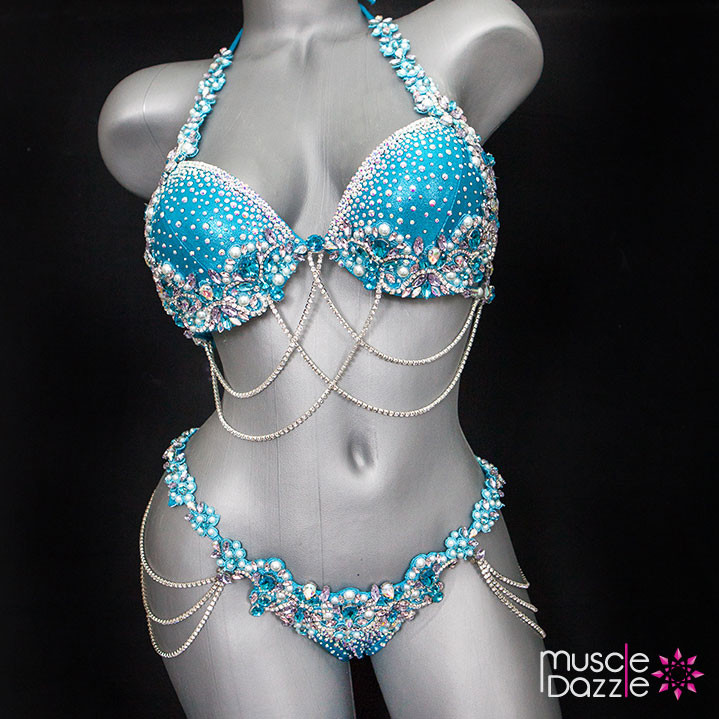 Combinaison De Bikini De Compétition Fitness Dorée - Taille S, Bonnet B - Avec Strass Et Rembourrage