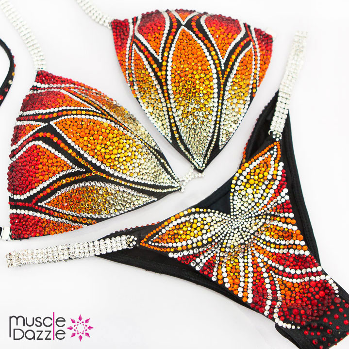 コンテストBikini Orange Competition Bikini | Striking Crystal Pattern