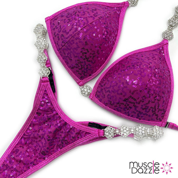 Fuchsia Sequin Undecorated Competition Bikini