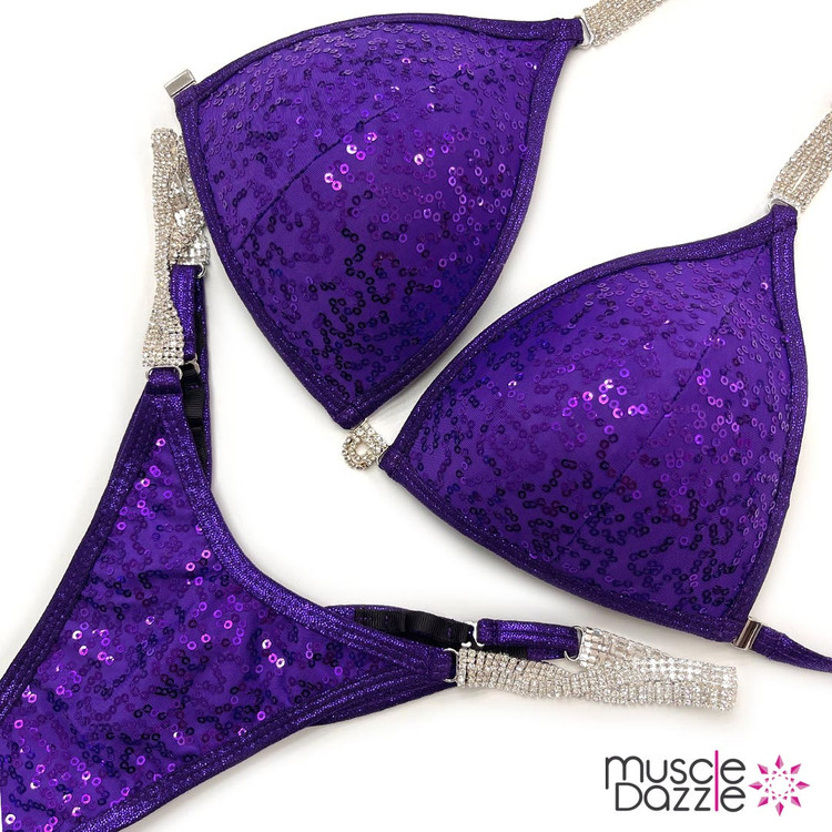 Purple Sequin Undecorated Wellness Competition Suit