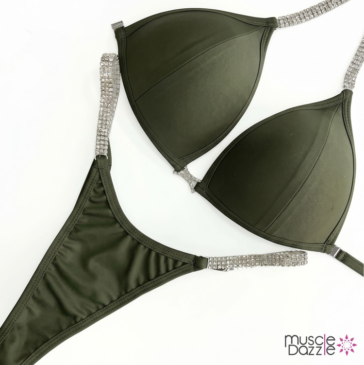 Dark Olive Undecorated Competition Bikini