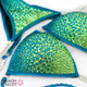 Blue Green Crystal Competition Bikini Suit