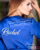 Royal blue personalized bikini competition back stage robe