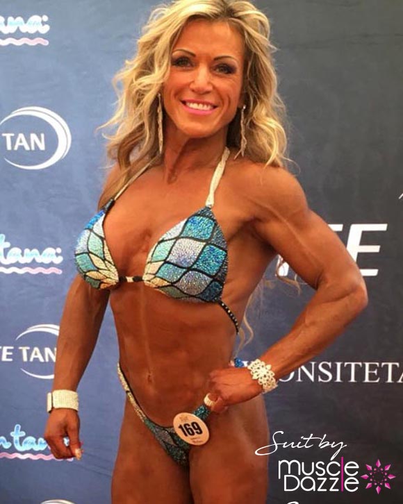 Blue competition bikini