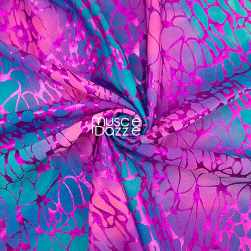 Pink/blue tie dye competition bikini spandex fabric