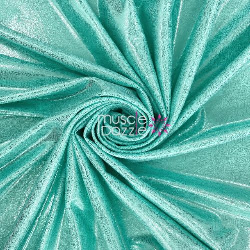 Hawaiian Mint (TQ01) Silver hologram dots on mint spandex
