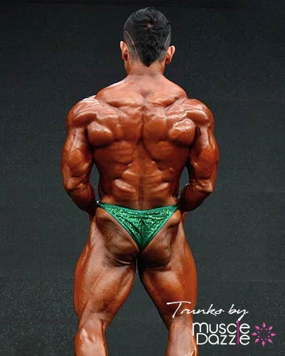 Green Sequin Green Bodybuilding Posing Trunks