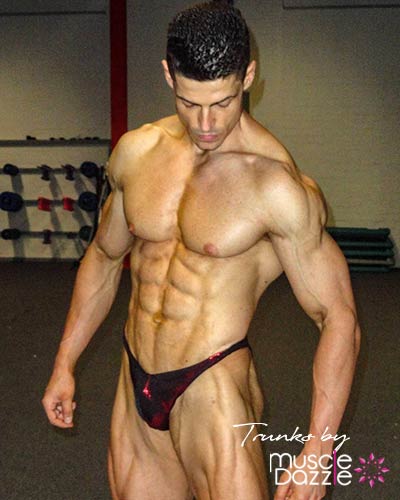 Dark Red Green Bodybuilding Posing Trunks