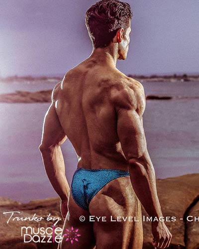 Turquoise Green Bodybuilding Posing Trunks Pro Cut Back