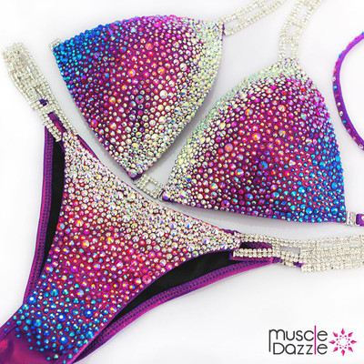 Purple Fitness Competition Bikini | Fully Crystalled