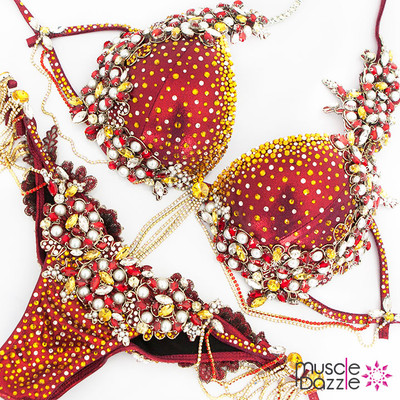 ビーズ装飾 大会ビキニ gold bikini FWJ ゴールド］ ビキニ 大会 フィットネス コンテスト FWJ - メルカリ