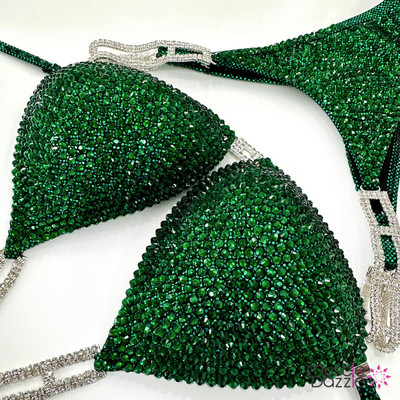 エメラルドグリーン　ストーン付き 大会用ビキニ emerald-green-competition-