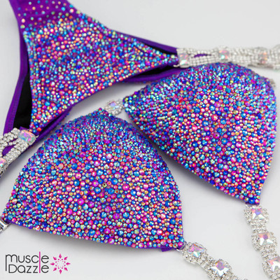 コンテストビキニ SizeS　Muscle Queen　パープル Purple Crystal Competition Bikini