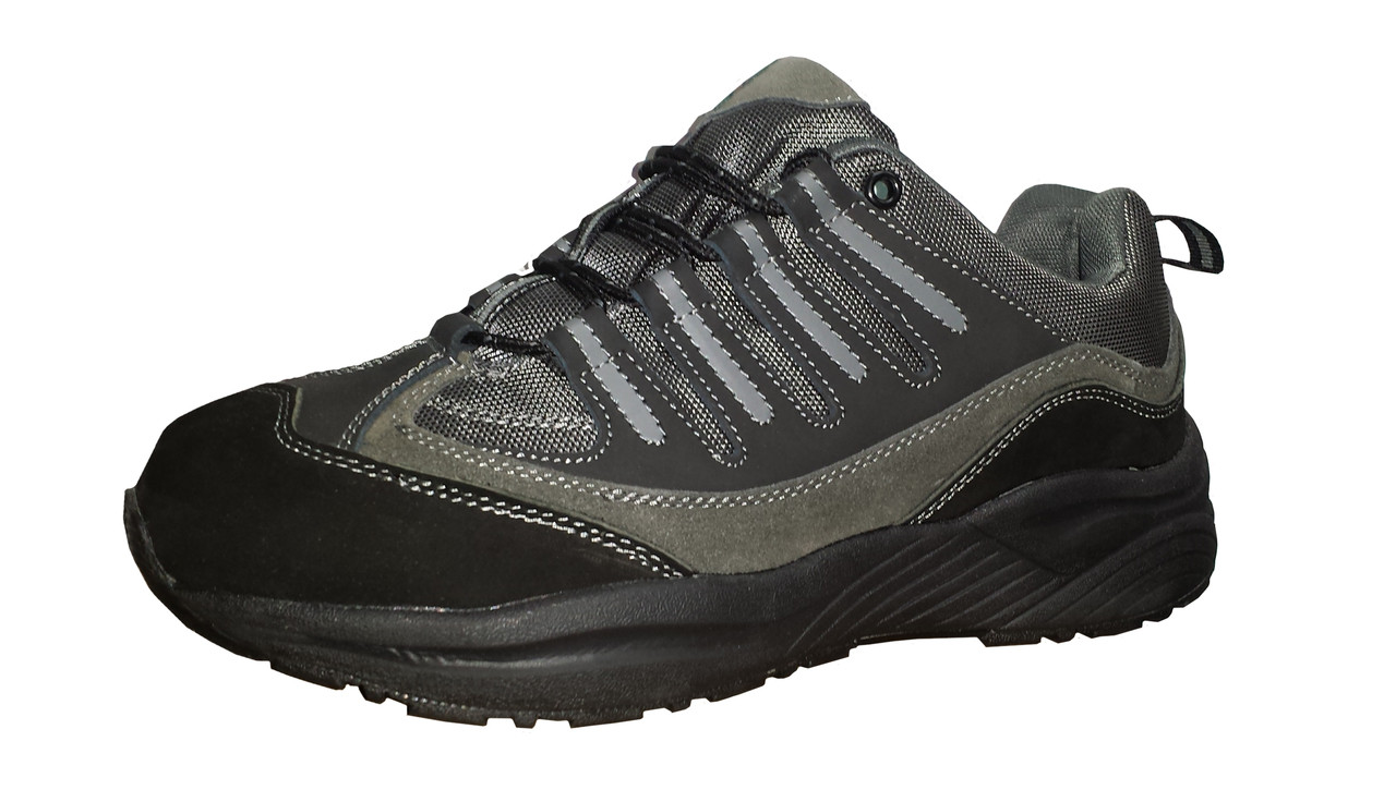 Extra Wide Hiking Shoes For Men - Black / Grey - Genext display picture 1