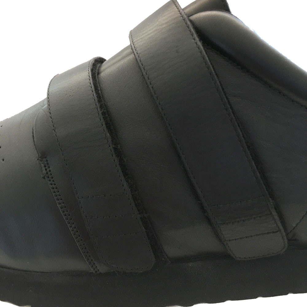 Black Leather Shoes For Swollen Feet - 3X-Wide 6E Width - Pedors
