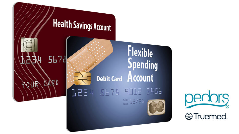 Truemed FSA and HSA cards showing savings on Pedors orthopedic shoes