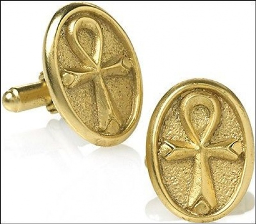 Ankh Cufflinks in 24k Gold-plate