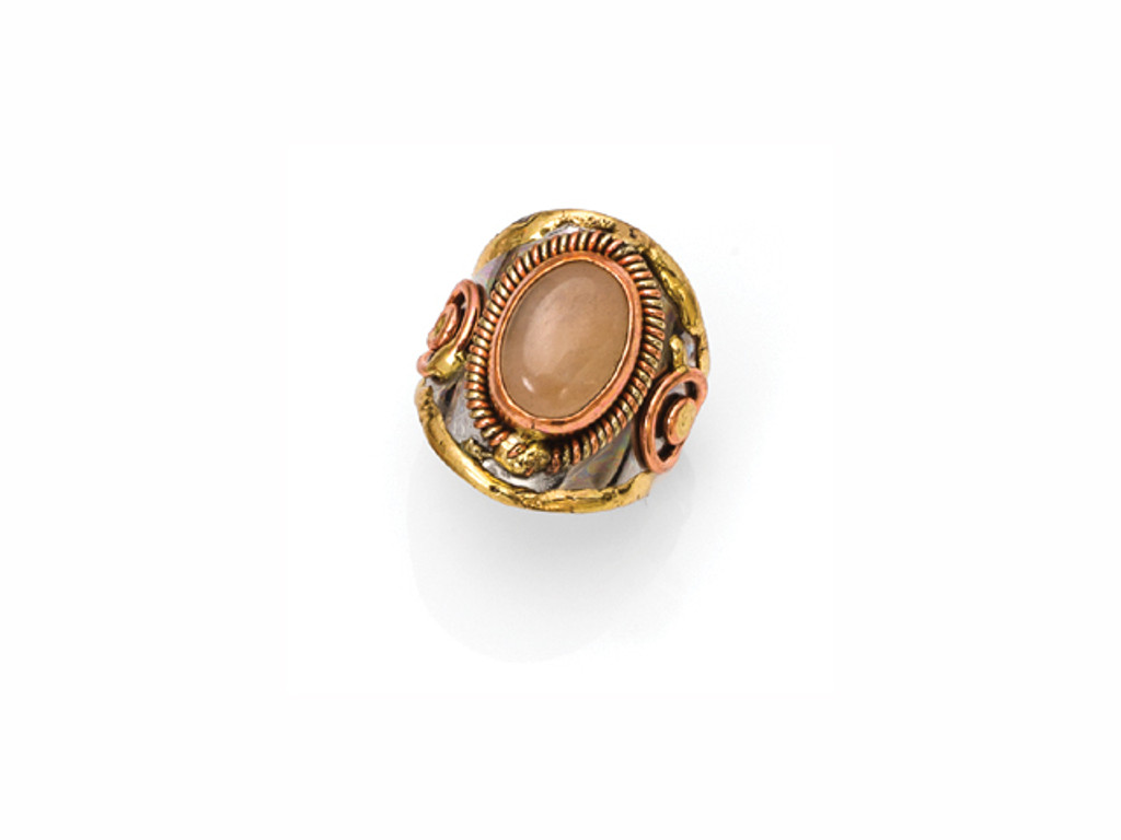 Pinkish Moonstone Mixed Metal Ring