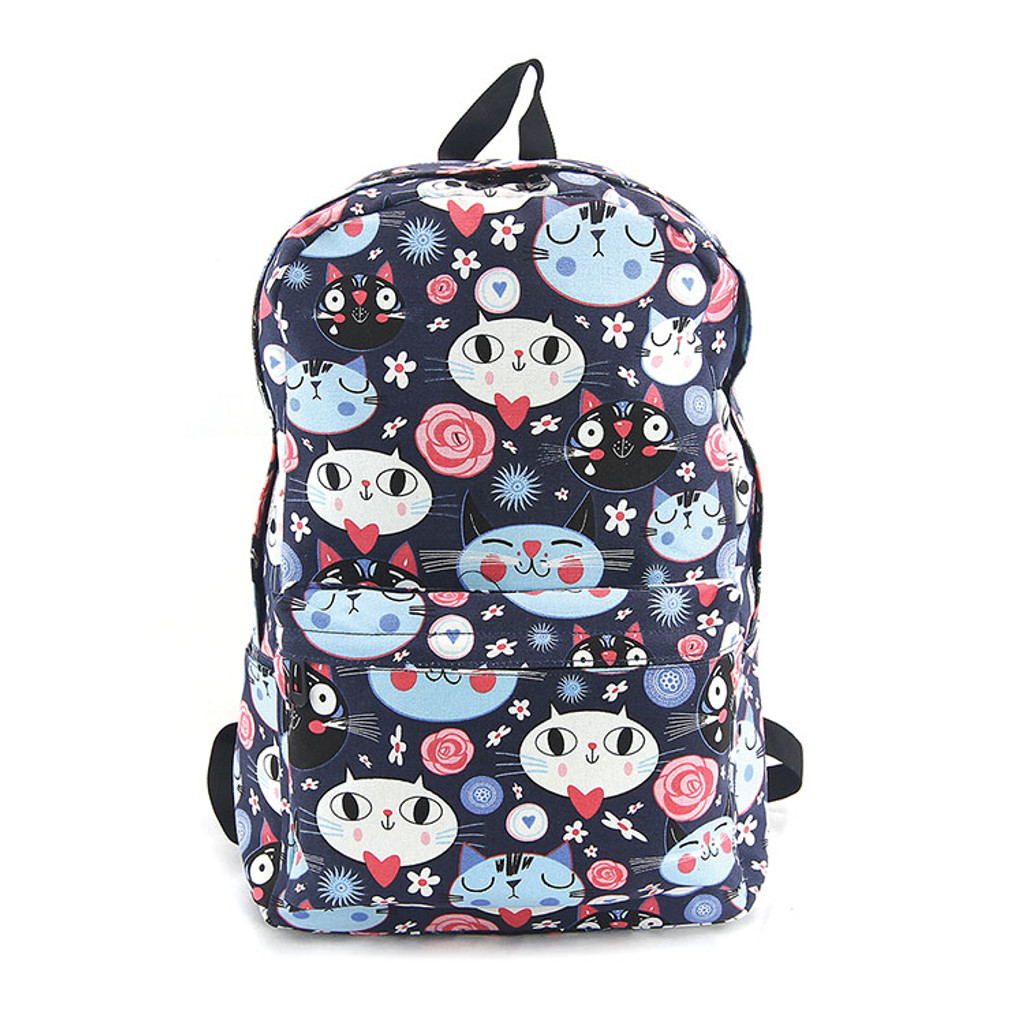 Kitty Cat Face Canvas Backpack