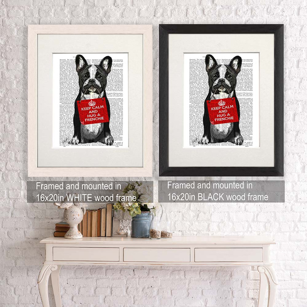 Hug a Frenchie Print - Shown in frames