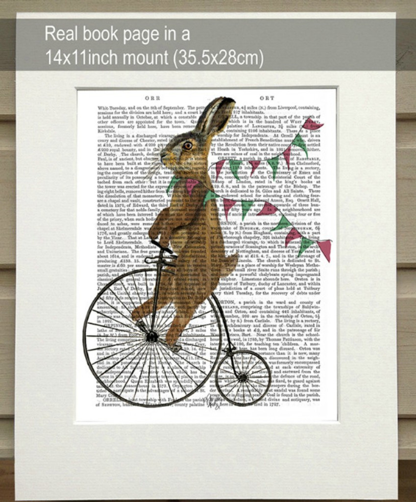 Rabbit on Penny Farthing - Matted as shipped