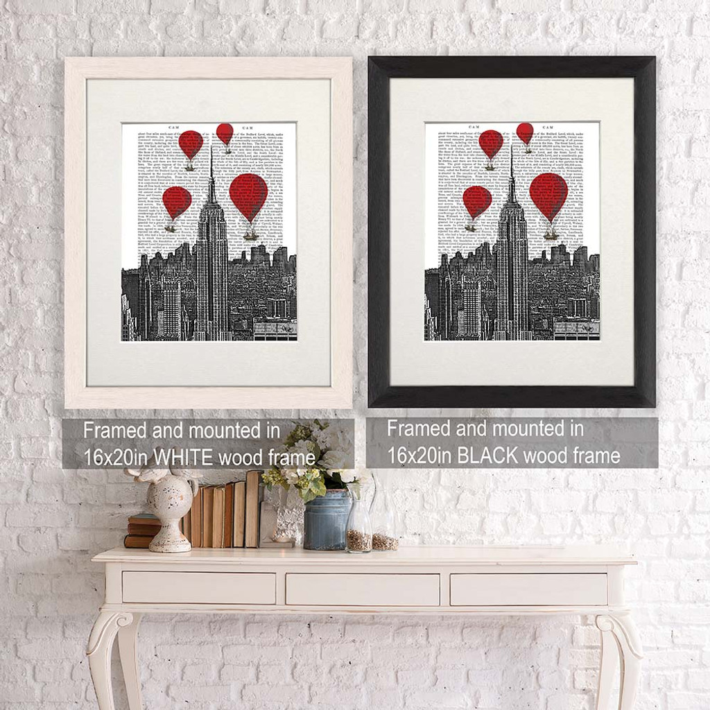Empire State Building and Red Hot Air Balloons - shown in frames