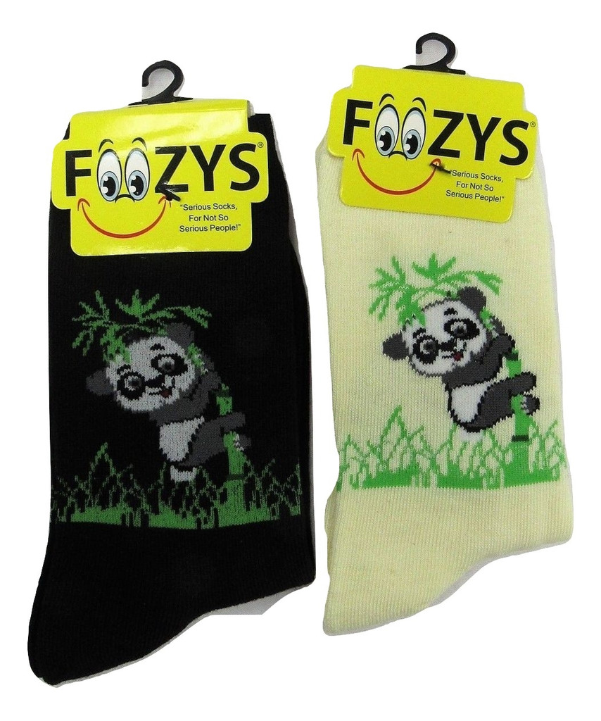 Panda Crew Socks in Black and Cream