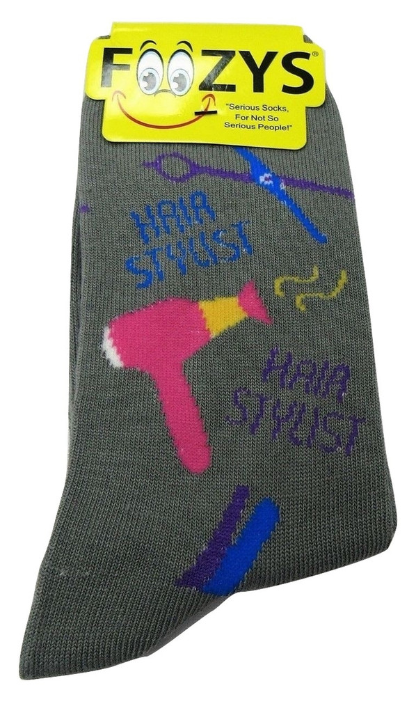 Hair Stylist - Blow Dryer Crew Socks for her Gray Pair