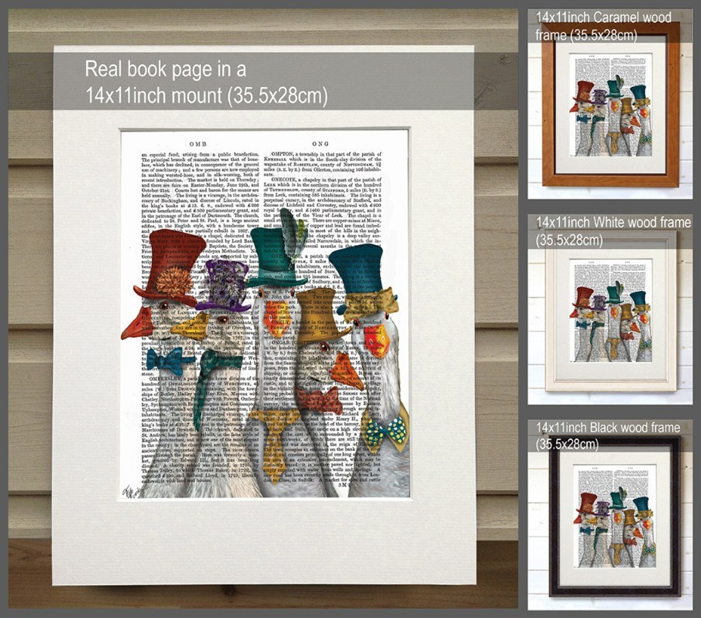 Gaggle of Geese Book Print Matted