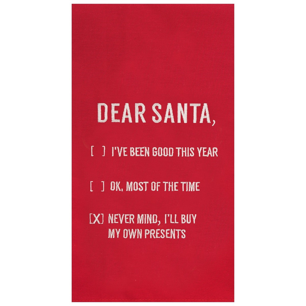 Dear Santa Red Christmas Canvas Towel