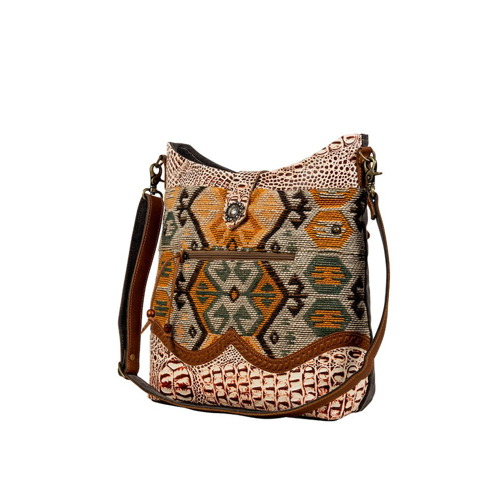 Seneca Springs Rug & Leather Shoulder Bag