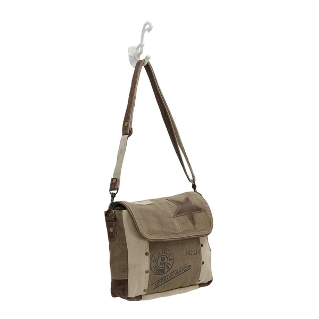Leather Star Fold-Over Shoulder Bag
