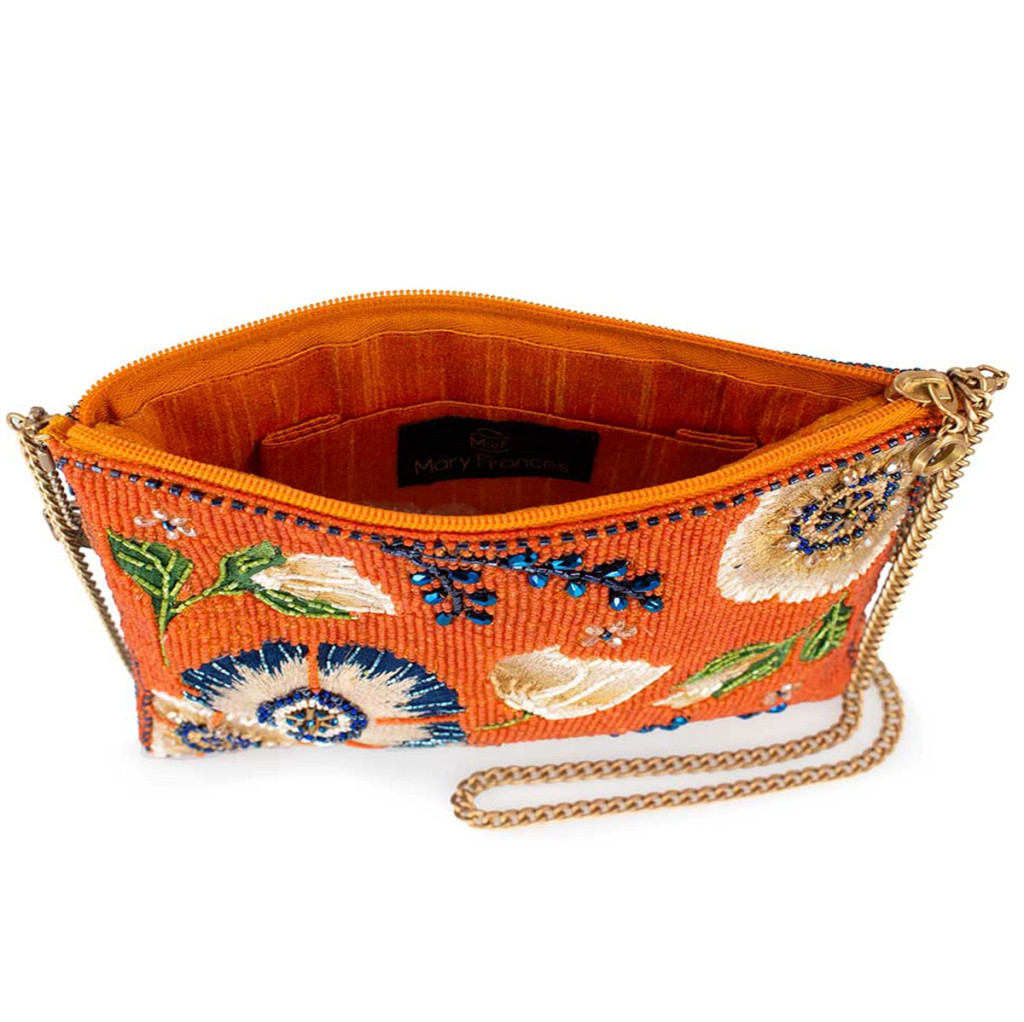 Wild Abandon Beaded Floral Mini Crossbody Clutch Handbag