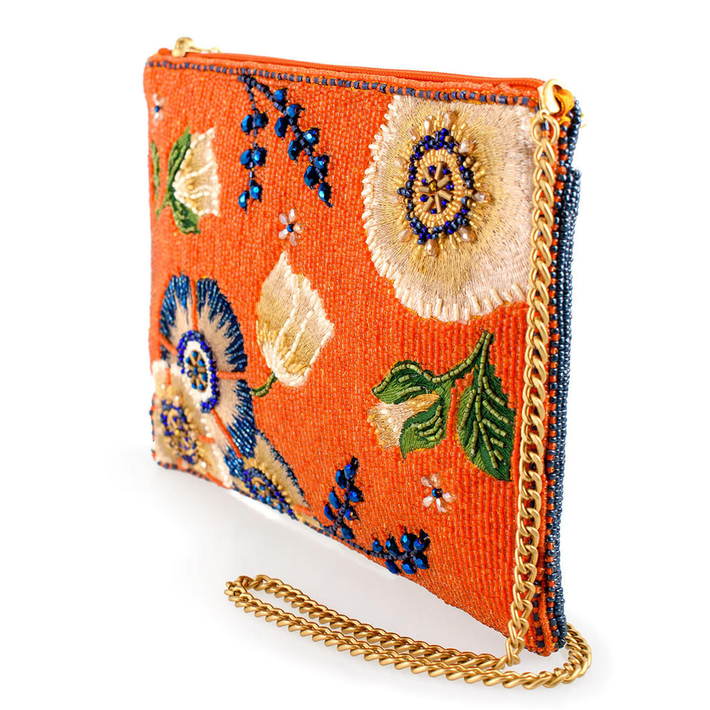 Wild Abandon Beaded Floral Mini Crossbody Clutch Handbag