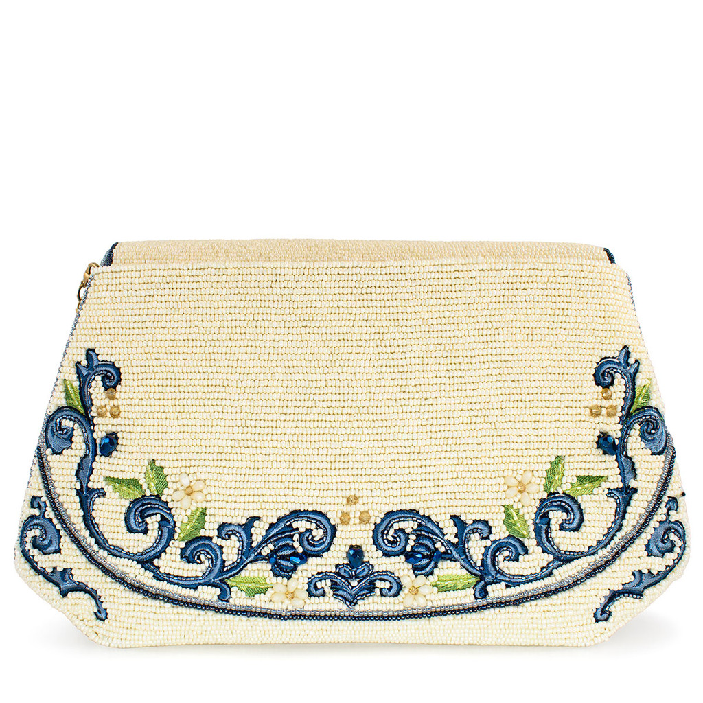  Capri Lemons Yellow & Blue Beaded Crossbody Handbag