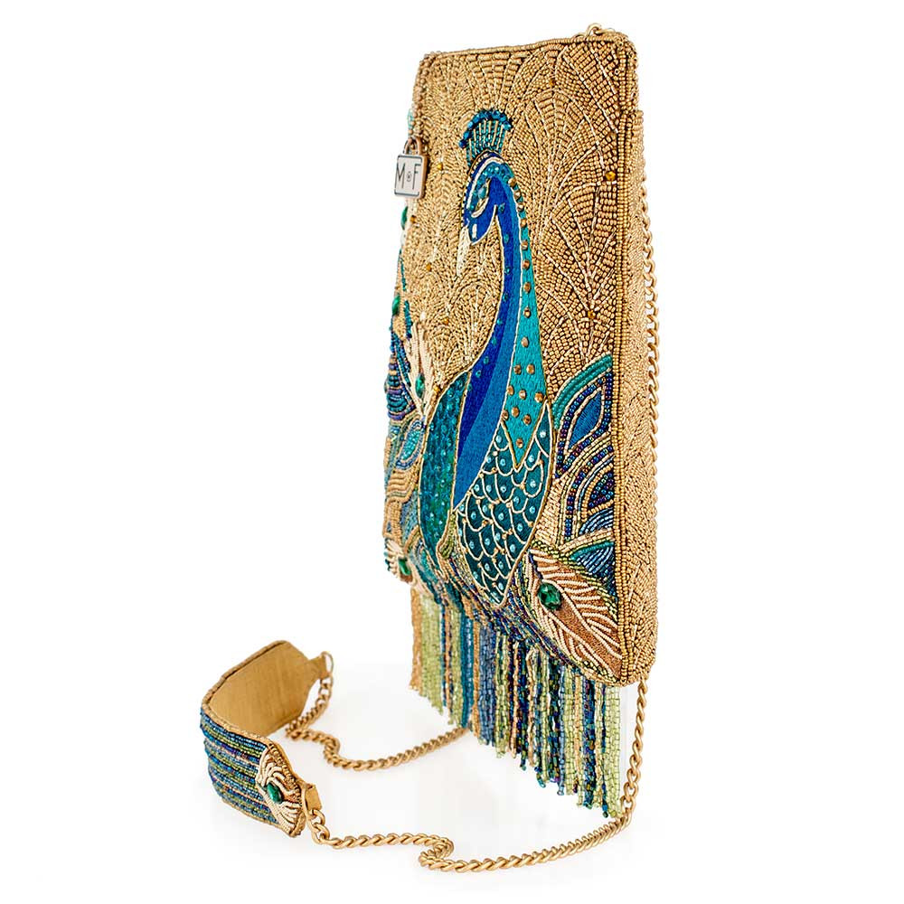Beaded Blue Peacock Crossbody Purse