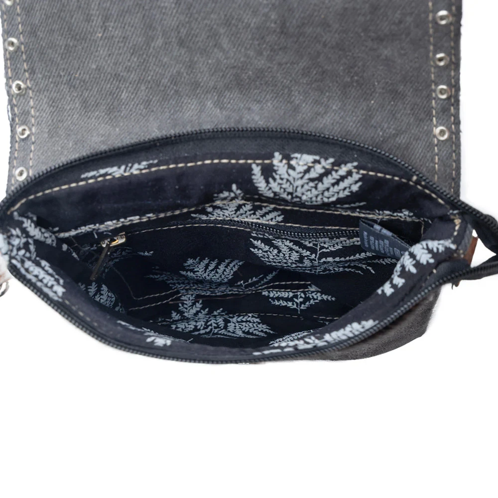 Rustler Bend Canvas & Hairon Hide Bag Interior