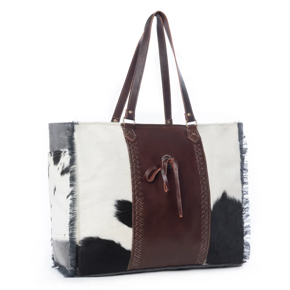 Rosalinda Cross Stitched Hair-On-Hide Weekender Bag 