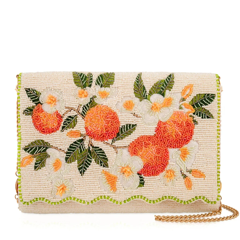 Sun Kissed Orange Beaded Crossbody Bag