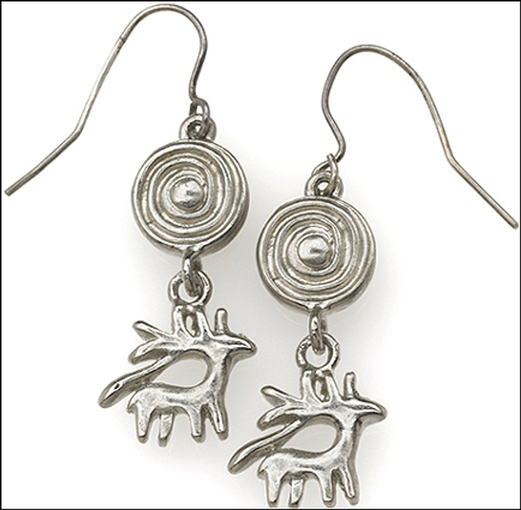 Etruscan Stag Dangle Ear-Wire Earrings