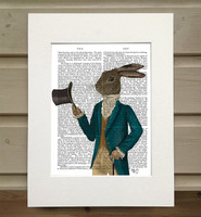 Hare in Turquoise Coat Matted as shipped