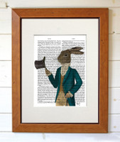 Hare in Turquoise Coat in Honey Frame
