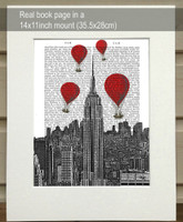 Empire State Building and Red Hot Air Balloons - Matted as shipped