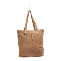 Buttoned Leather Tote Bag