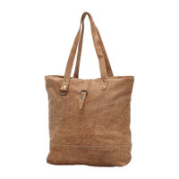 Buttoned Leather Tote Bag