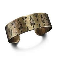 Brass Pine Tree Cuff Bracelet